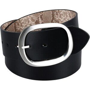Reversible Women's Belt Faux Leather Wide Statement Buckle Casual Chic